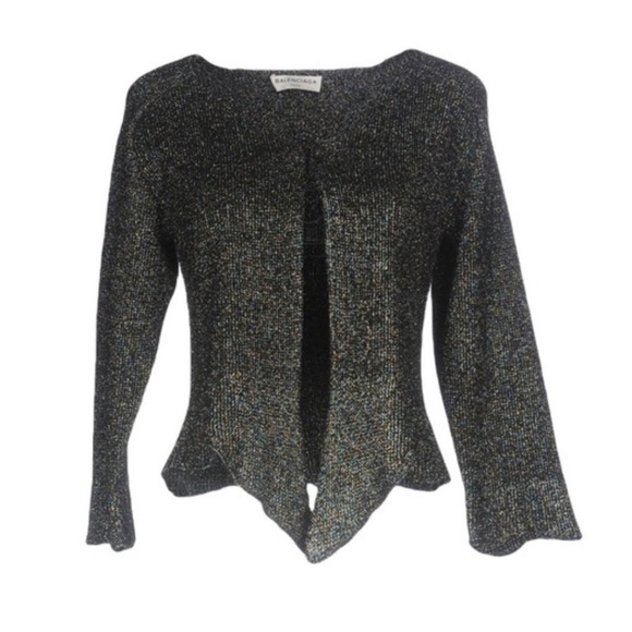 Balenciaga Black Metallic Knit Cardigan Sweater - Picture 1 of 11